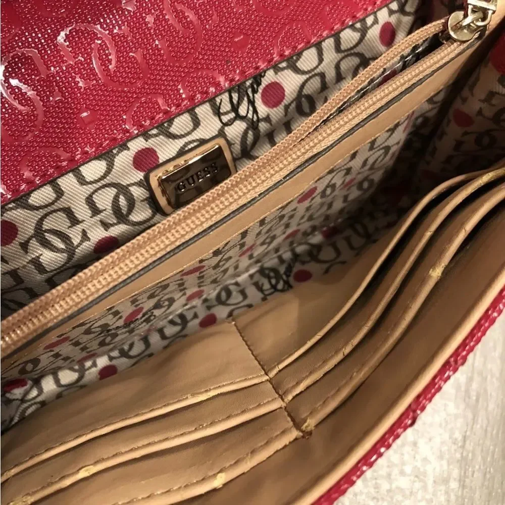 Guess Deep Pink Monogram Crossbody